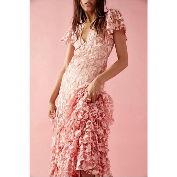 NWT LoveShackFancy Kamber Pink Floral Maxi Dress Gown - Picture 6 of 13